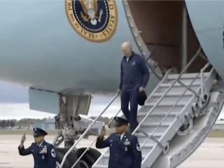 WATCH: That 'Don't Let Joe Biden Trip' Strategy Didn't Quite Work as Biden Slips Getting off Plane