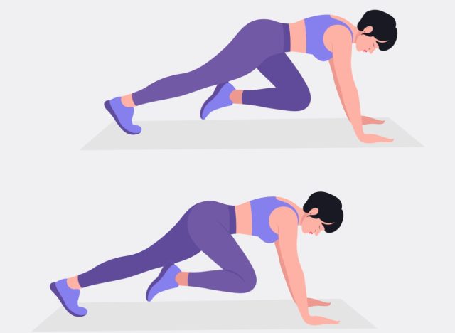 mountain climbers exercise, concept of floor workouts to melt belly fat