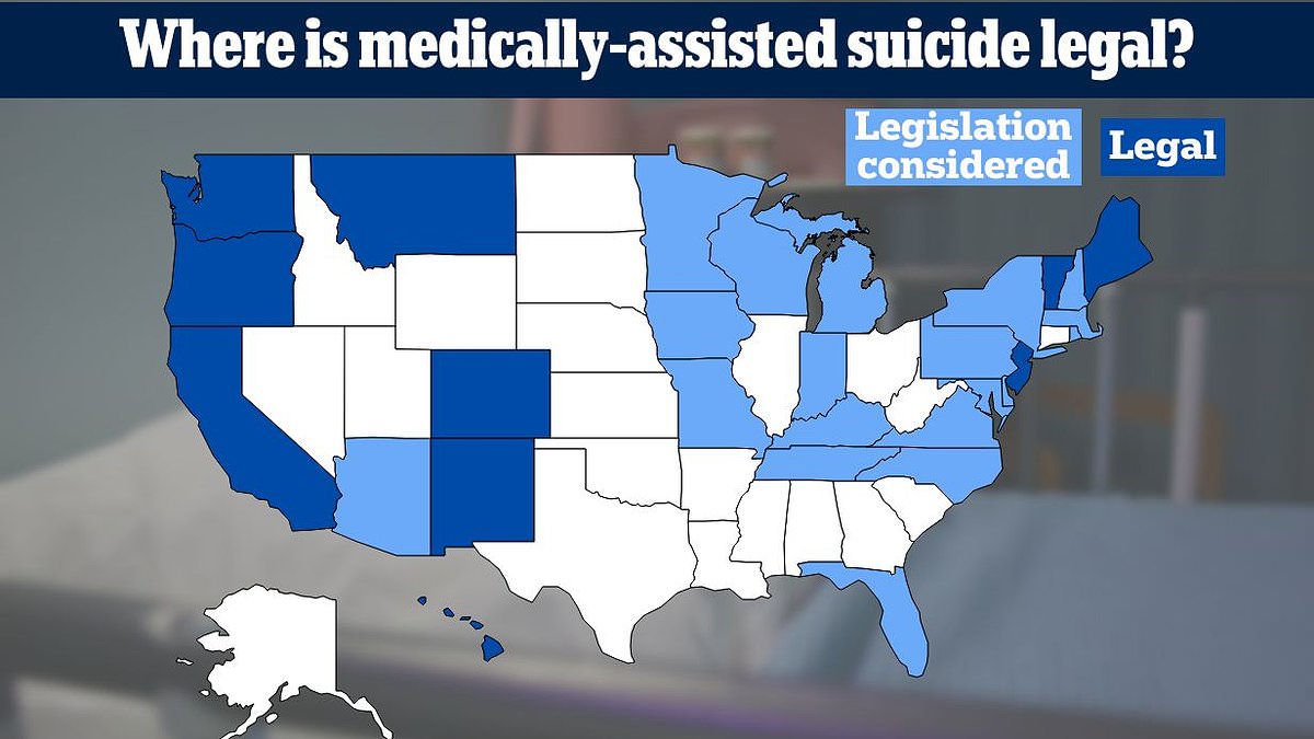 Forget pro life, America's becoming pro death! Map reveals how 29 US states have either legalized euthanasia or are considering it