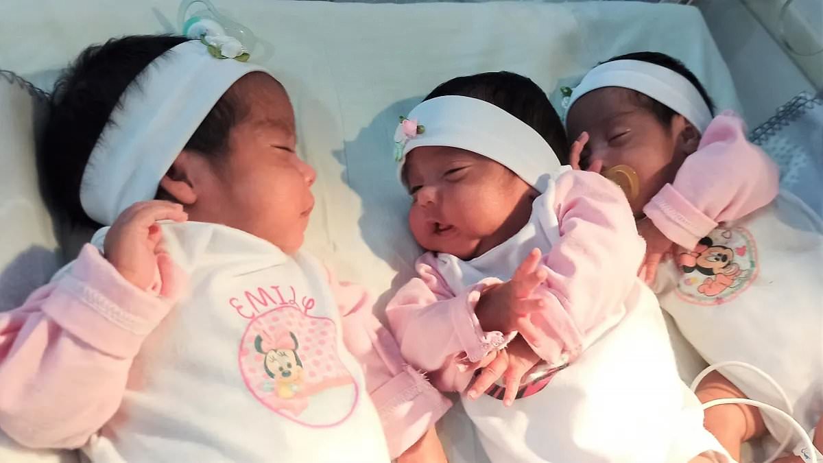 Mom gives birth to million-to-one identical TRIPLETS who she conceived naturally