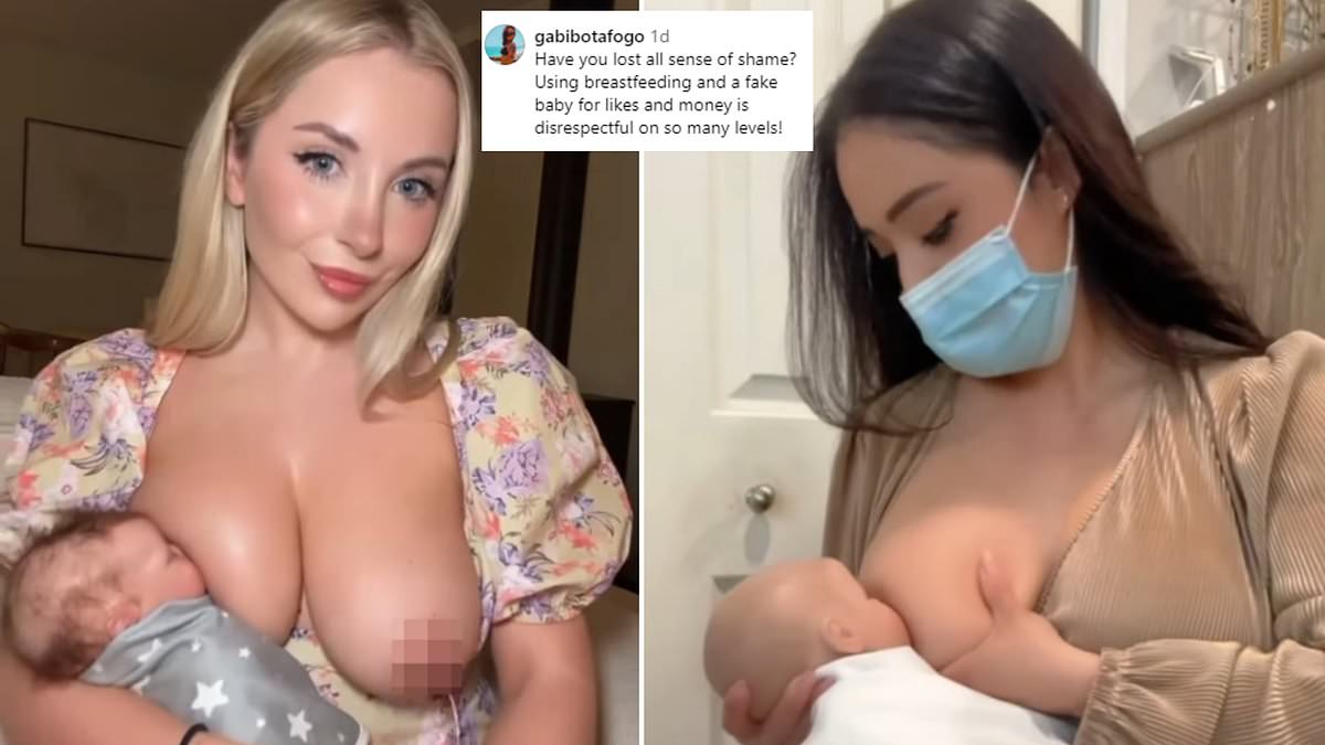 OnlyFans stars are shamelessly bypassing Instagram's nudity restrictions by pretending to breastfeed baby dolls - as furious viewers claim they are 'making a complete mockery of mothers'