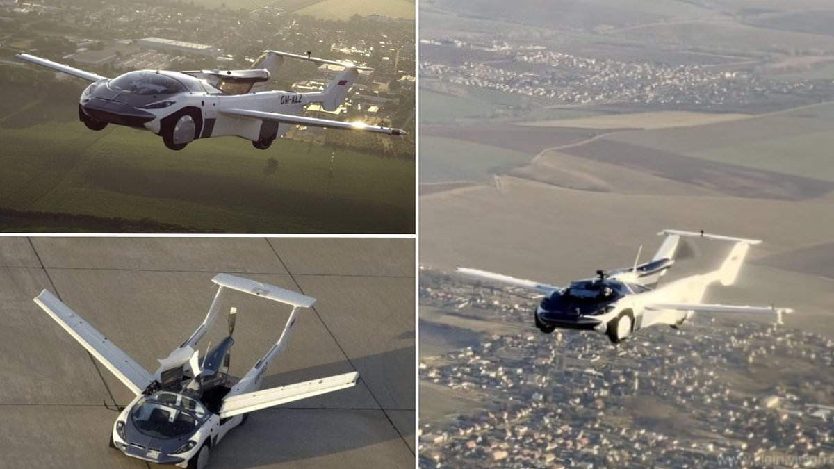 The real-life Jetsons! Futuristic European flying 'AirCar' that can transform from a road vehicle into a plane in under three minutes is sold to China - and flying taxis could take to British skies by 2028