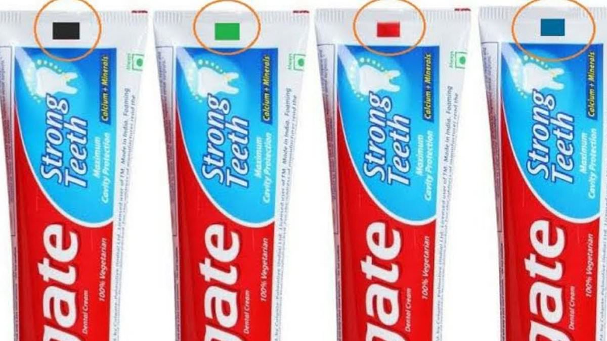 Wild TikTok theory claims there are secret codes on TOOTHPASTE tubes that only 'elites' know about - but dentists reveal what colored squares REALLY mean