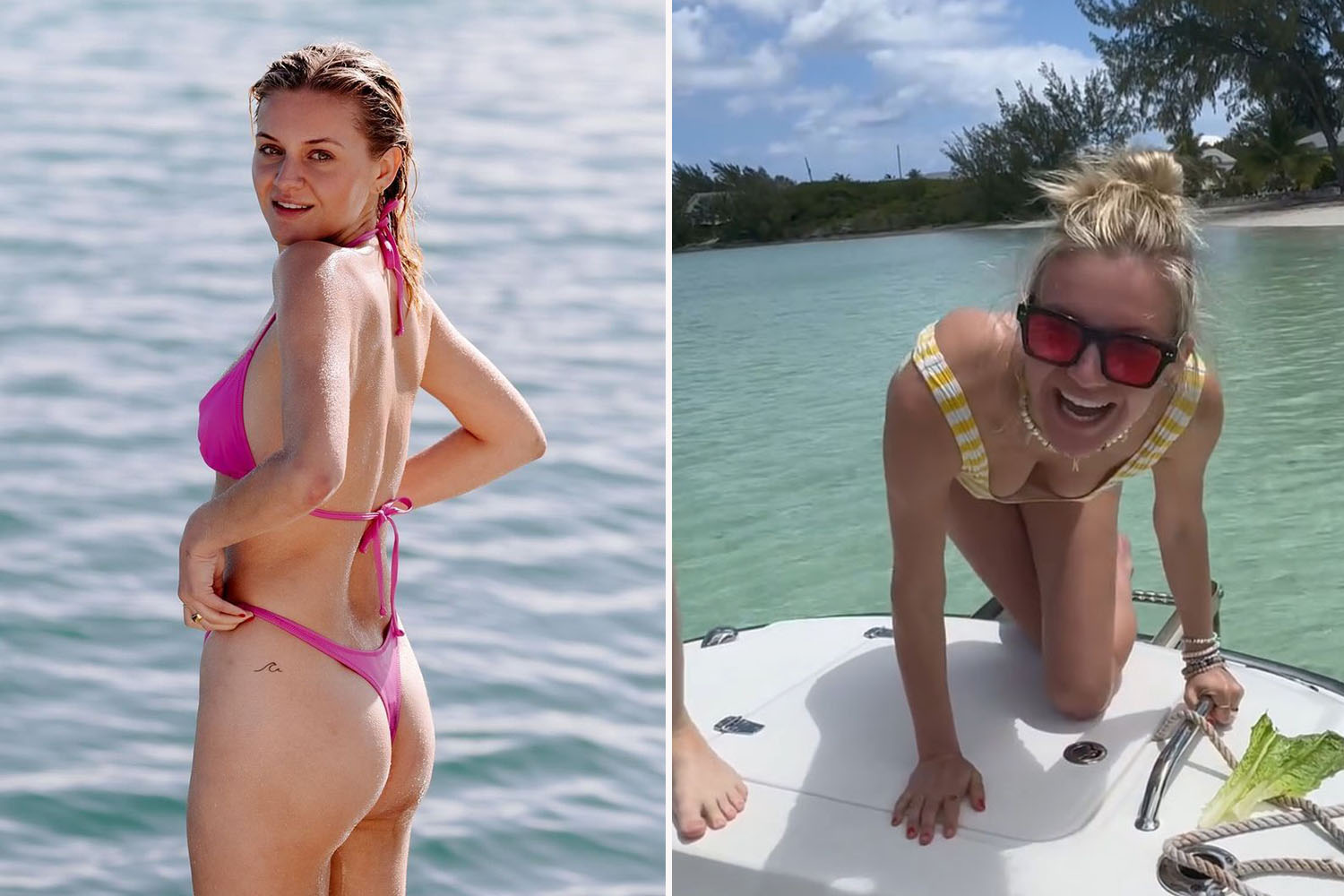 Kelsea Ballerini rocks a hot pink thong bikini during getaway with friends as fans gush ‘happiness looks good on you’