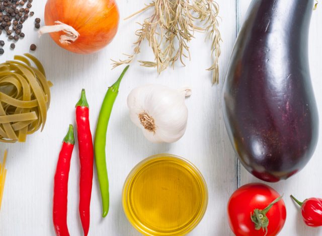 fasting mimicking diet foods on white wood table