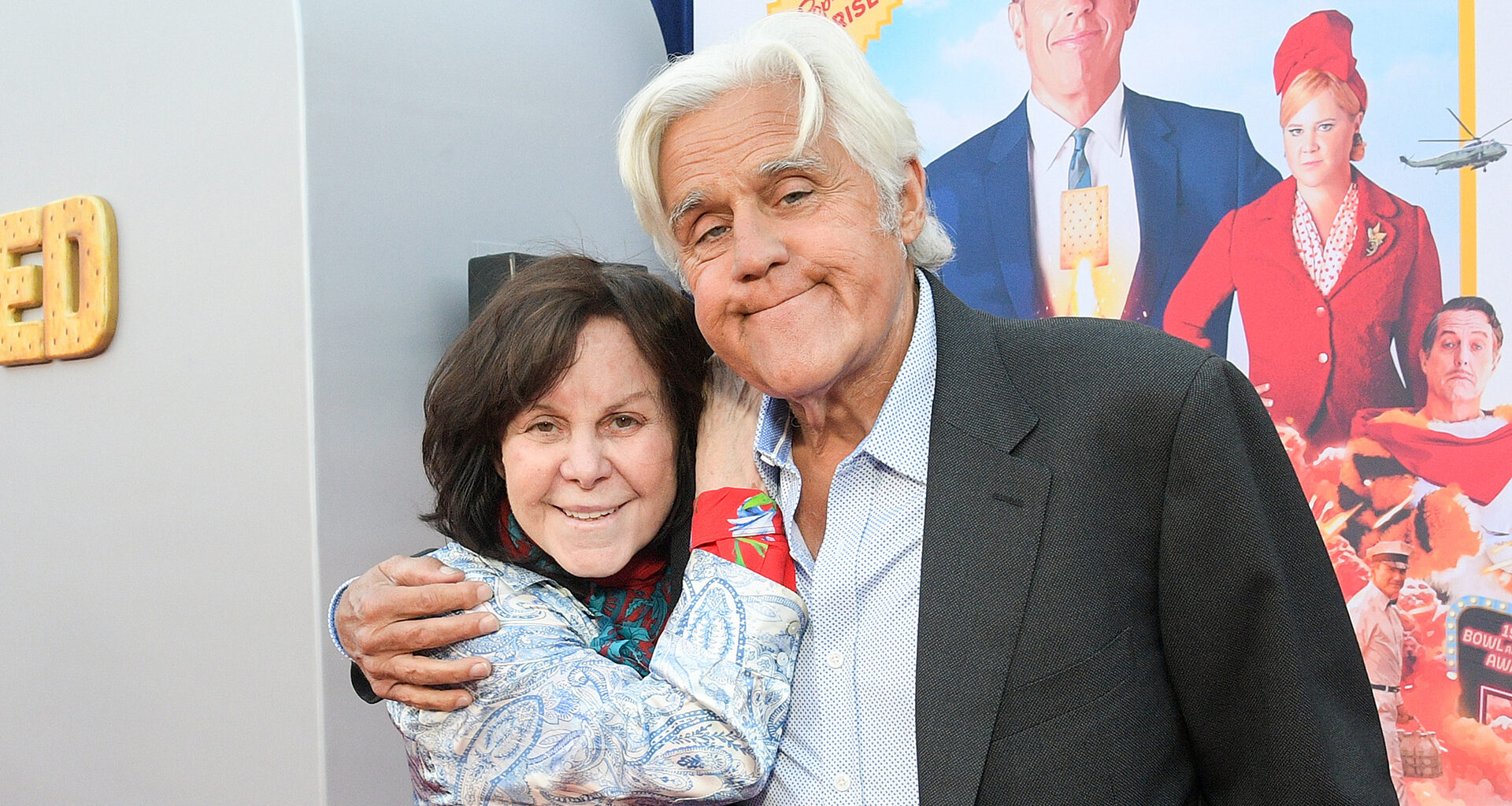 Jay Leno’s wife Mavis says she ‘feels great’ after dementia diagnosis as she hugs him at Unfrosted movie premiere in LA