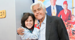 Jay Leno’s wife Mavis says she ‘feels great’ after dementia diagnosis as she hugs him at Unfrosted movie premiere in LA