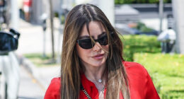 Sofia Vergara says her leg is ‘not good’ as the stunning star limps to LA lunch in low cut red top after knee surgery