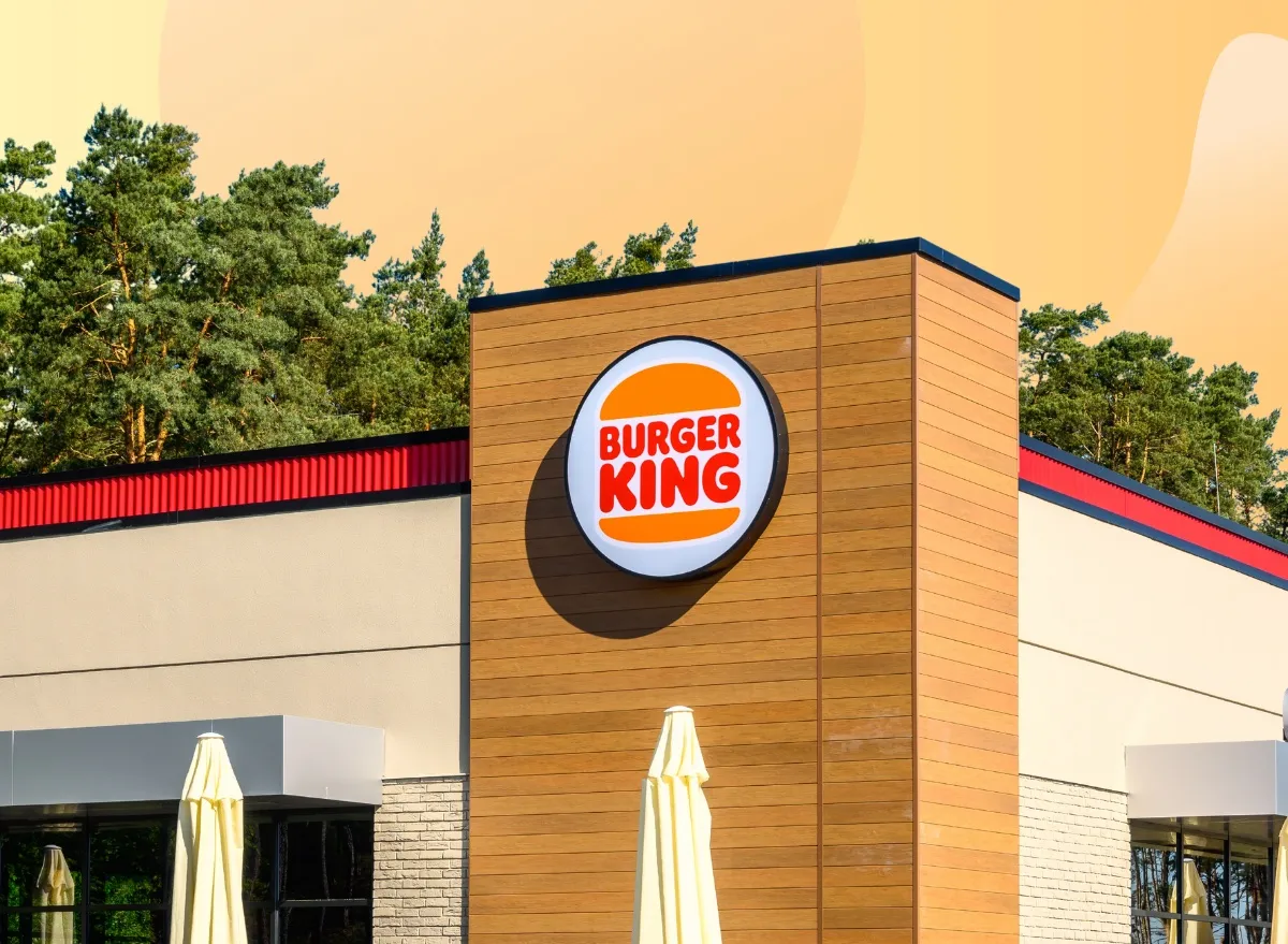 Burger King storefront in front of yellow circle design