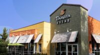 Panera Bread exterior design on blue circle backdrop