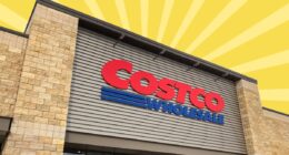 costco storefront set against a yellow designed background