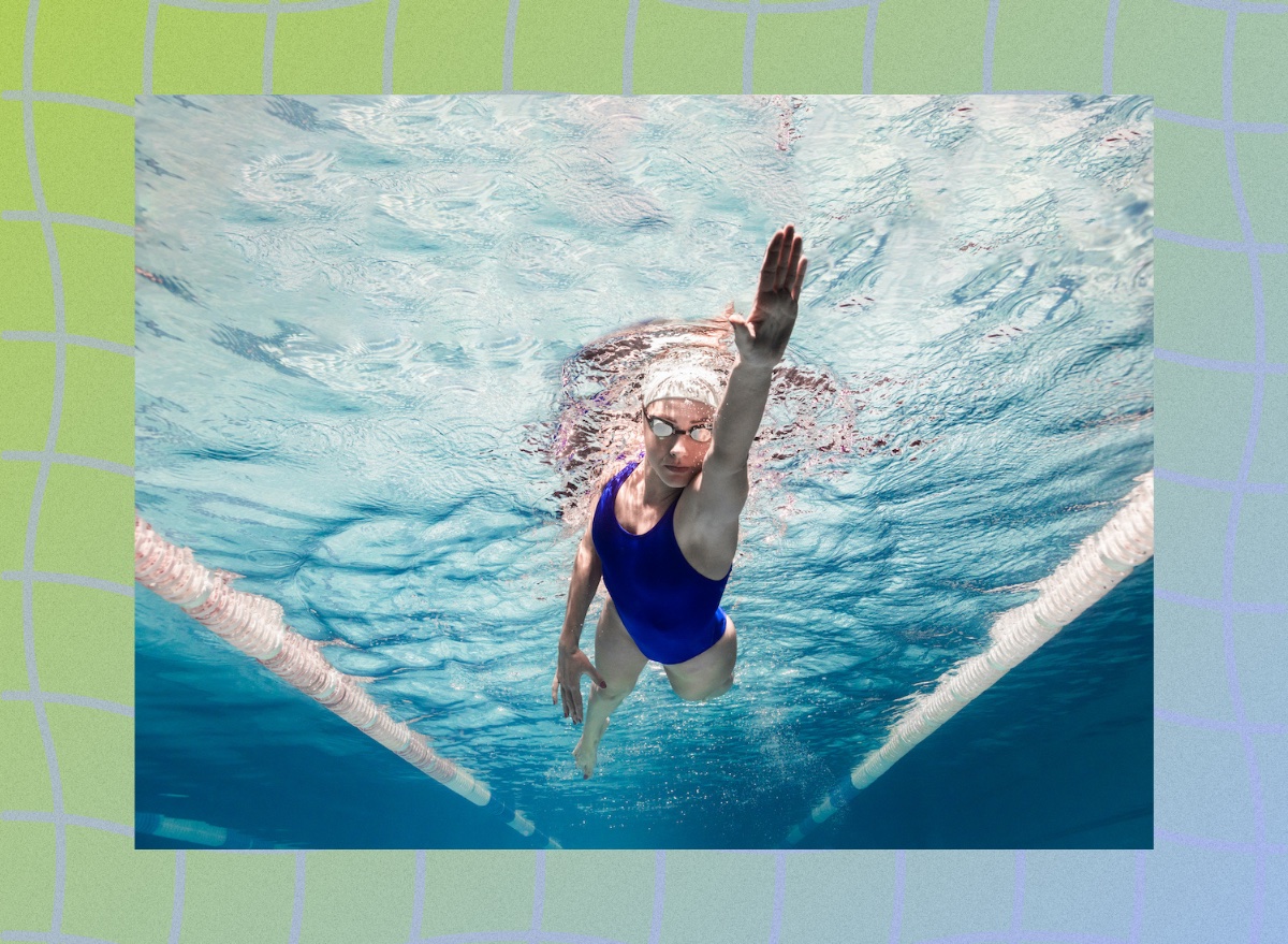 female swimmer swimming laps in pool