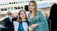 Angelina Jolie’s new tattoo peeks out from her strapless dress at Tony Awards as she’s supported by daughter Vivienne