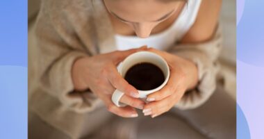 woman drinking black coffee