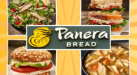 high protein panera orders collage on yellow background