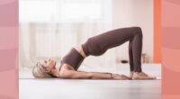 woman doing glute bridge exercise in bright living room