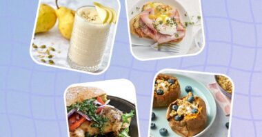 fasting meal plan recipes design on blue backdrop