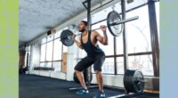 fit, muscular man doing barbell back squats