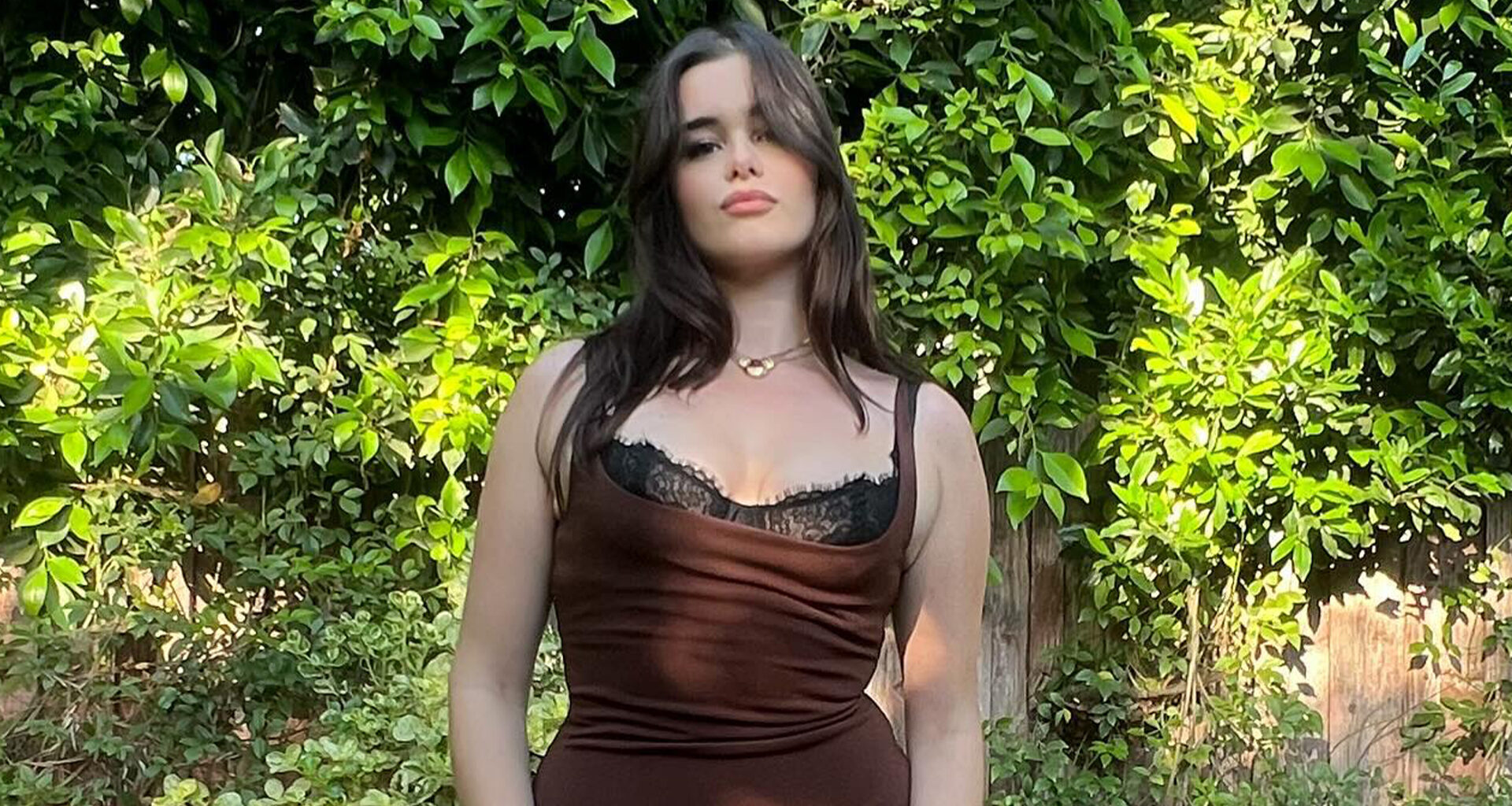 Barbie Ferreira reveals slimmed-down figure in tight brown dress after weight-loss as Euphoria fans say she’s ‘gorgeous’