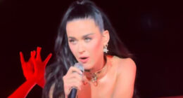 Katy Perry wears silver corset and dog collar at Italy show as fans ask of ageless star ‘how old is she again?’