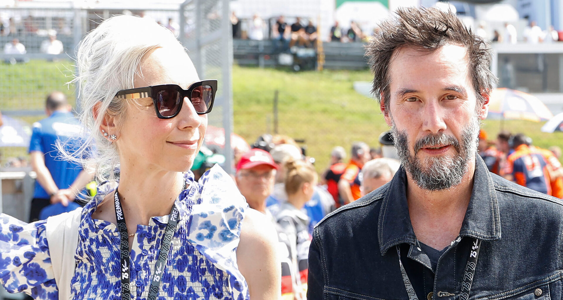 Keanu Reeves seen with gray beard as actor attends Moto GP with rarely-seen girlfriend Alexandra Grant