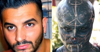 Man, 35, shocks the world by transforming into a 'black alien' and throwing away his good looks