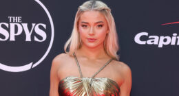 Olivia Dunne Steals No-Show Brittany Mahomes' 2024 ESPYs Crown In Look-At-Me Gold Dress