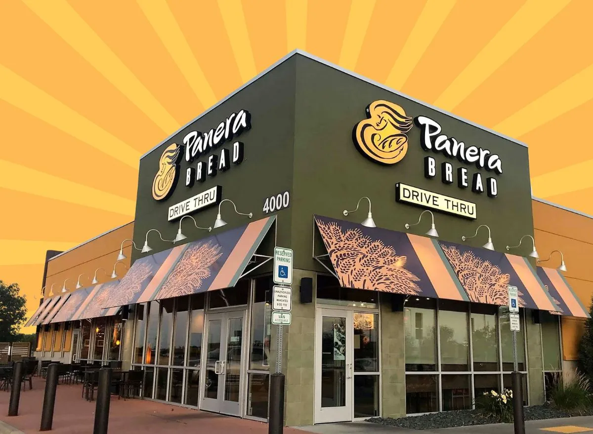 Panera Bread storefront against colorful background