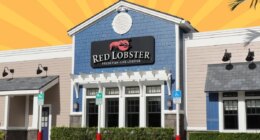 red lobster exterior over yellow background