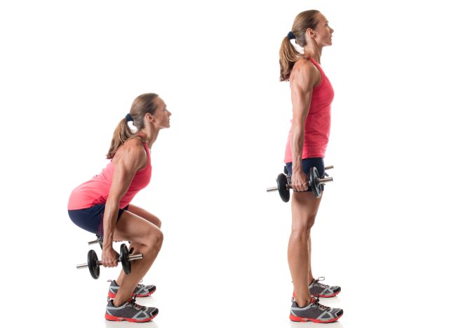 dumbbell squats demonstration