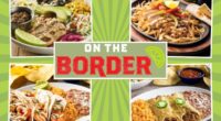 four meals from On the Border on a green striped background