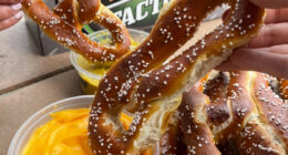 people dipping philly pretzel factory pretzels into dips