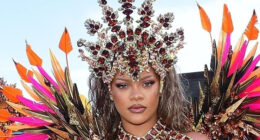 Rihanna ‘nervously’ covers her stomach with her hands as she wears lingerie at Barbados festival after pregnancy rumors