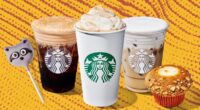 starbucks fall menu items on designed background