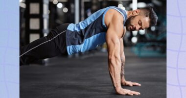 fit man doing pushup exercise at the gym