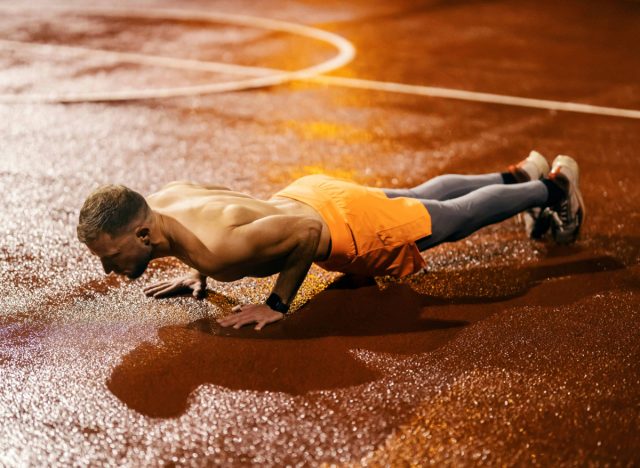 man doing pushups, concept of muscle-building exercises for beginners