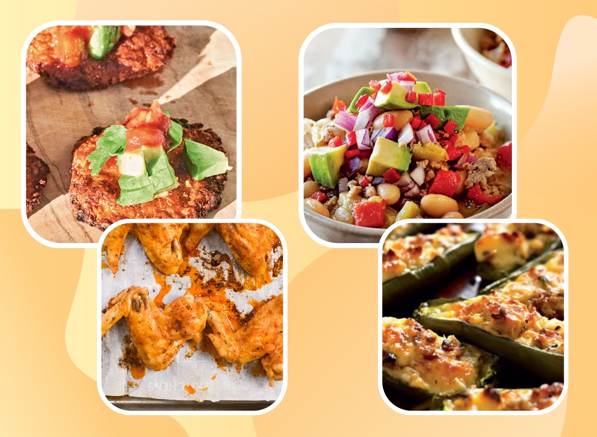 photo collage of healthy tailgating recipes