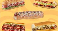 five fast-food subs on a yellow background