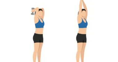 overhead dumbbell triceps extension exercise, arm-strengthening exercises for seniors