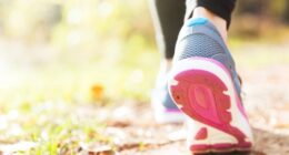 close-up sneakers, female walker