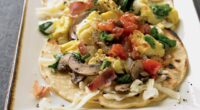 Breakfast tacos with bacon and spinach