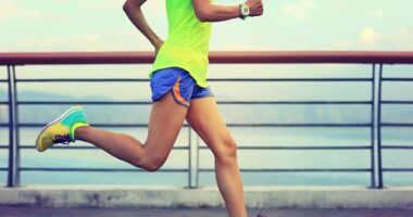 close-up woman running