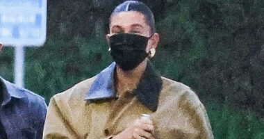 Hailey Bieber rocks shorts as she steps out for first time since giving birth to son Jack with Kylie Jenner for dinner