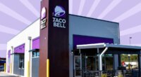 taco bell exterior on a designed background