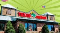 The storefront of a Texas Roadhouse restaurant set against a vibrant background