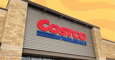 costco storefront set against a colorful background