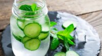 glass of cucumber mint water