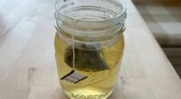 green tea in mason jar