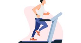 illustration of man doing treadmill sprint or run