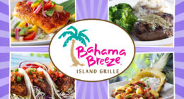 Bahama Breeze Island Grille menu collage of four healthy menu items